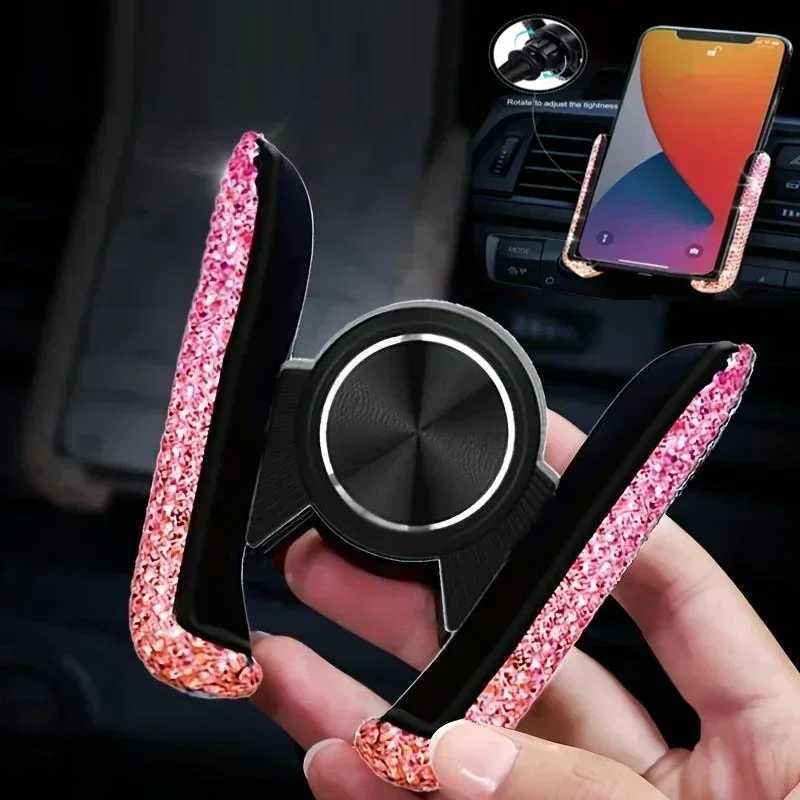 Crystal Car Phone Holder Car Air Vent Mount Clip Mobile Phone Holder Wan Diamond Auto Phone Bracket Interior Accessories Amagi C251210