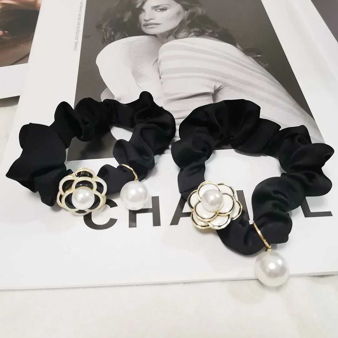 luxury brand Black lia pearl hair rope fem Korean band hair ties accories for girls fashion accory Y251210