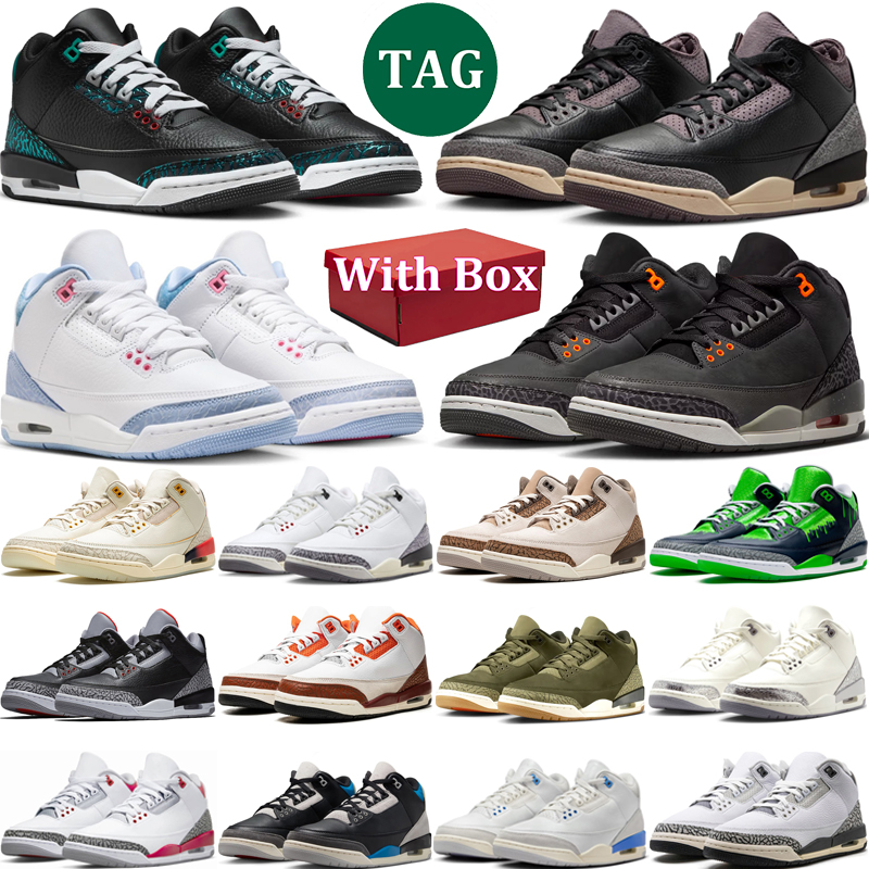 free shipping designer basketball shoes 3s mens sneakers 3 woman trainers Fire Red Black Cat White Cement Fear Low Tops sport chaussures shoe with box