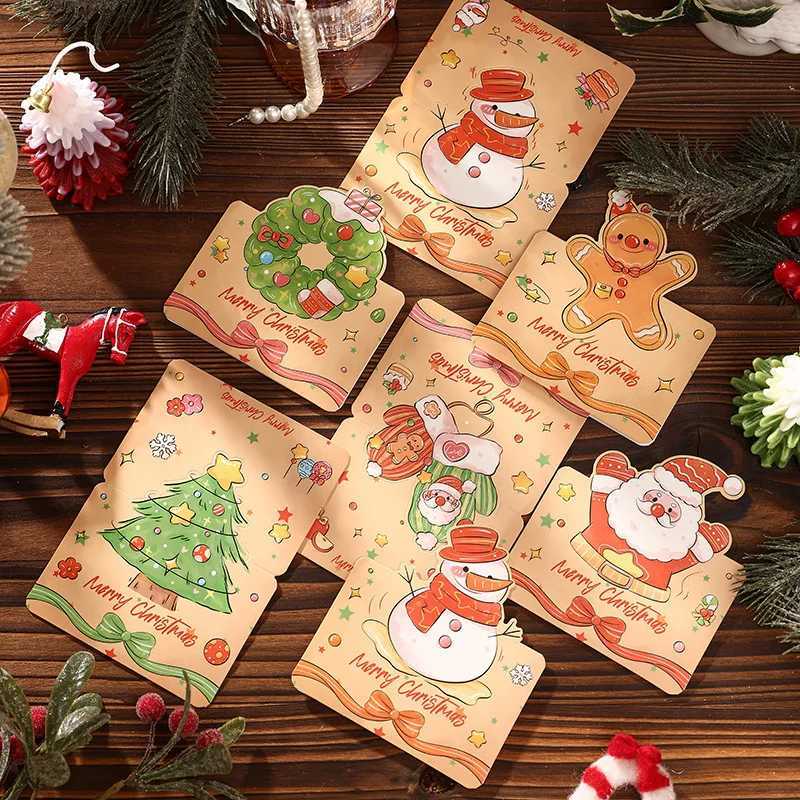 10/30pcs Retro Cartoon Christmas Cards 3D Stereo Greeting Cards Handwritten Xmas Cards Holiday Decor Cards Festival Gifts H251210