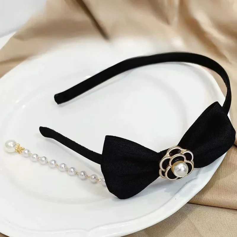Korean Fabric Bow Hairbands for Women Camellia Flower Pearl Tassel Headbands Fashion Hair Band Headwear Hair AccessoriesT251210