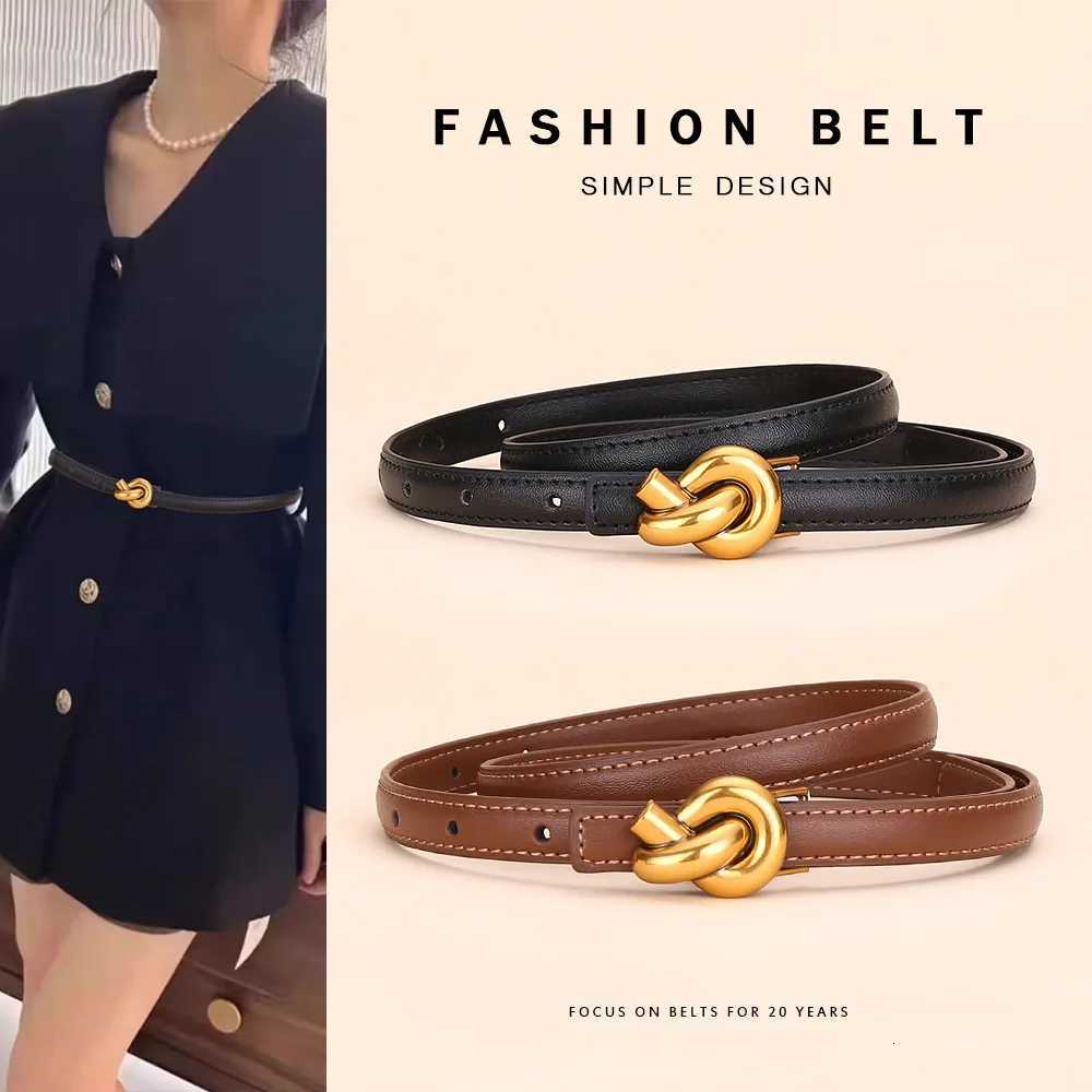 Luxury New womens leather belt fashion simple thin waist belt versatile decoration high-end sense of pants belt Y251210