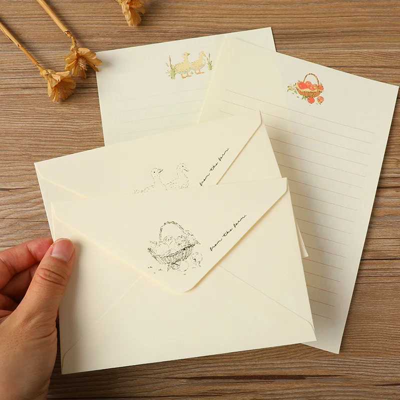 3 envelopes and 6 letter sets patter A5 letters cute colored envelopes H251210