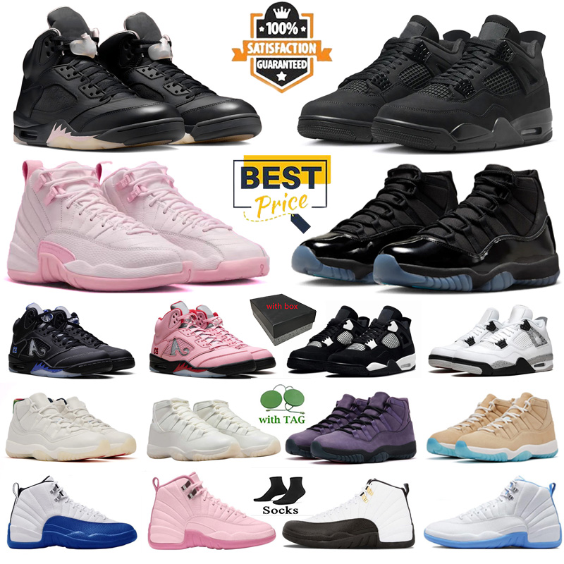 with box designer Basketball Shoes sneakers 4s Black Cat 2025 Cave Stone 11s Gamma Blue mojave 12s PEARL PINK Taxi 5s OFF NOIR Racer Blue Arctic Pink with time 36-47