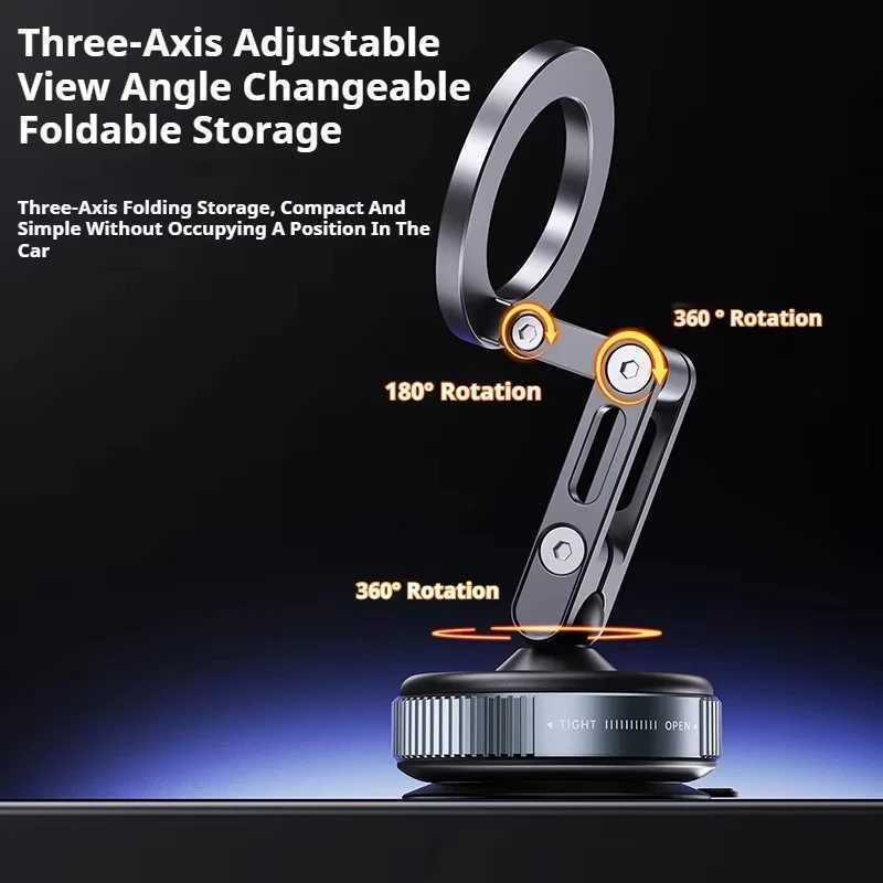 X53 Magnetic Phone Holder Rotating Folding Vacuum Suction Mag Stand For Car Navigation Gym Kitchen Streaming Bracket C251210