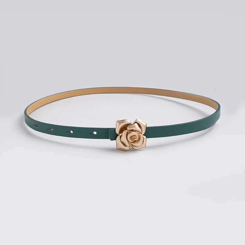 Luxury New Womens Simple and Versatile Rose Buckle Elegant Fashion Accessory Thin Waist Belt Y251210