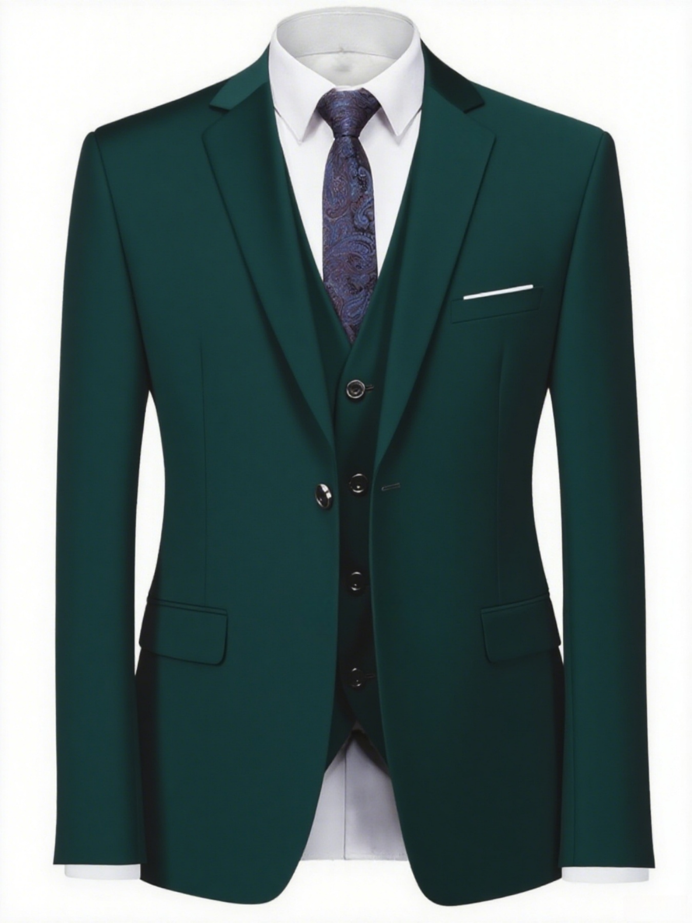 Men's Suits Men's Emerald Green Peak Lapel Single Blazer - Slim Fit Formal Business Wedding Suit Jacket