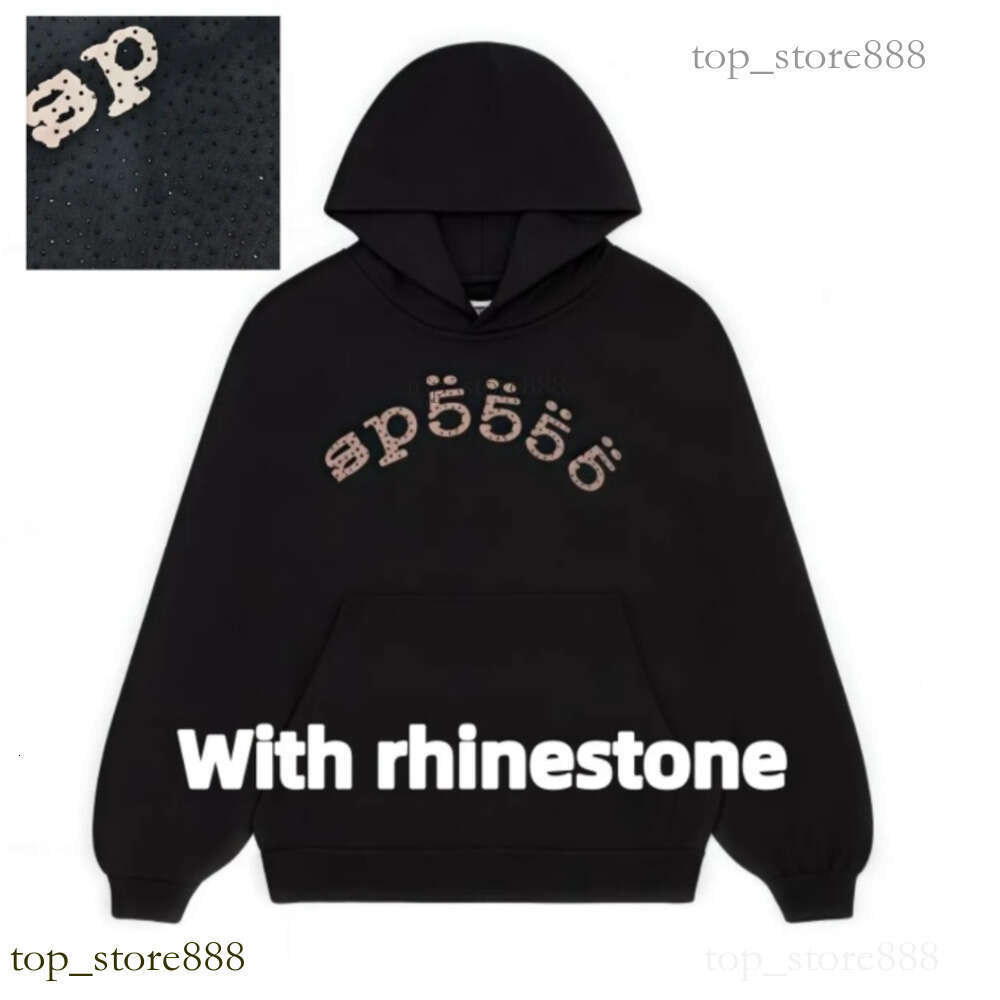 Spider Hoodie High Quality Rhinestone Embroidery 55555 Graphic Hoody Designer Pullover Mens High Street Hip Hop Essential Tracksuit Womens Pullover Shirt Coat 031