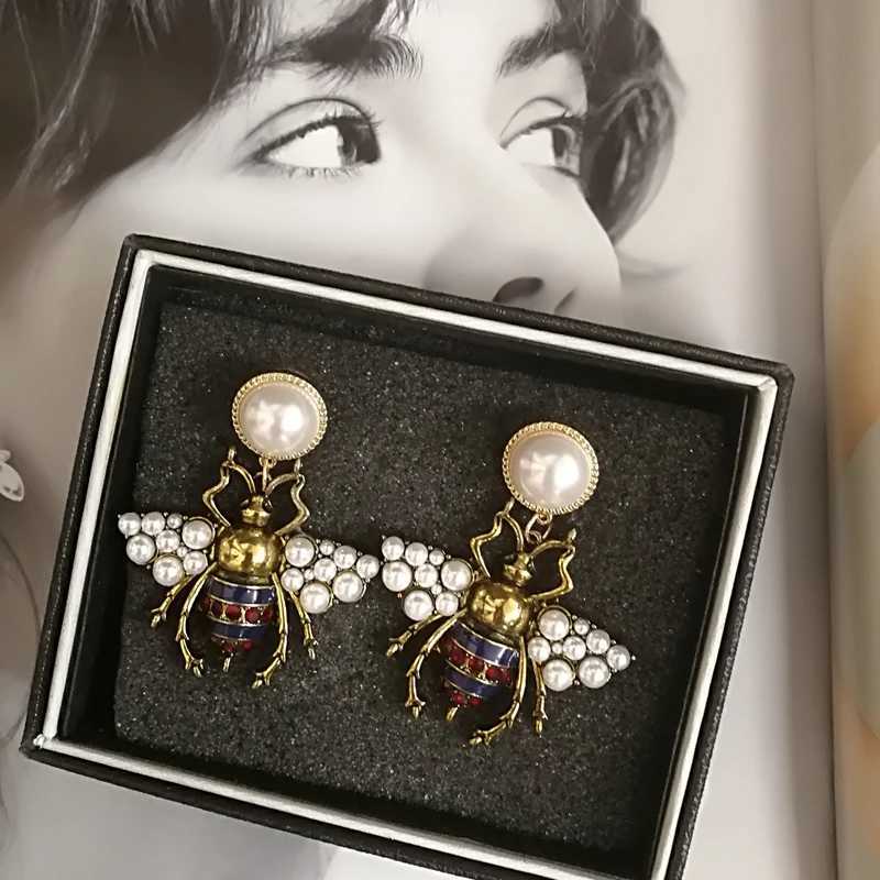 Luxury Crystal Pearl Bee Drop Dangle Earring Jewelry For Wen Party Gift Y251210