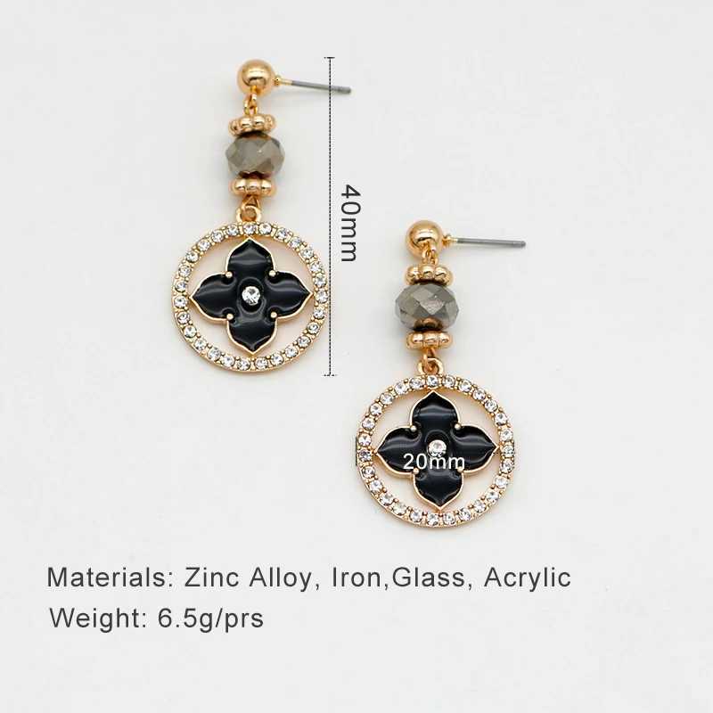 Black Enamel Petal Earrings For Wen Clear Stones Drop Dangle wer Iron Zinc Alloy Metal New Fashion Jewelry Gift C1058 Y251210