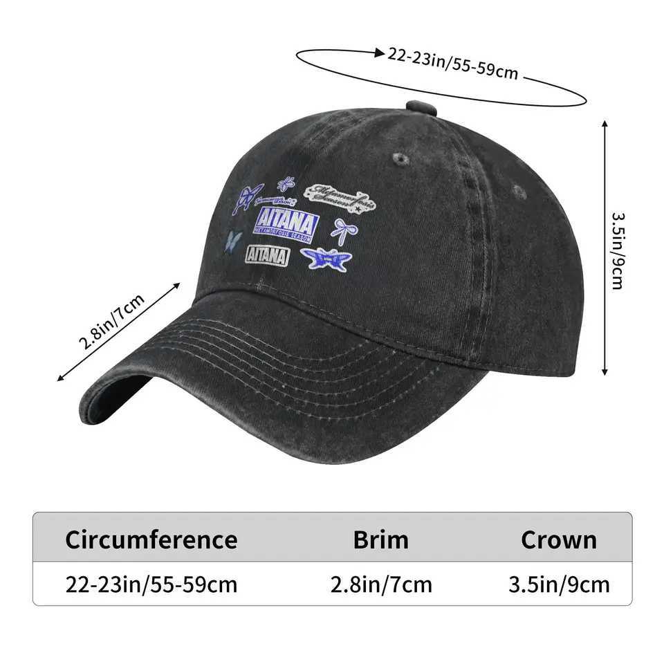 Summer Butterfly Aitana Baseball Cap Sun Design Washed Hip Hop Hats Men Adult Vintage Kpop Rock Baseball Caps G251210