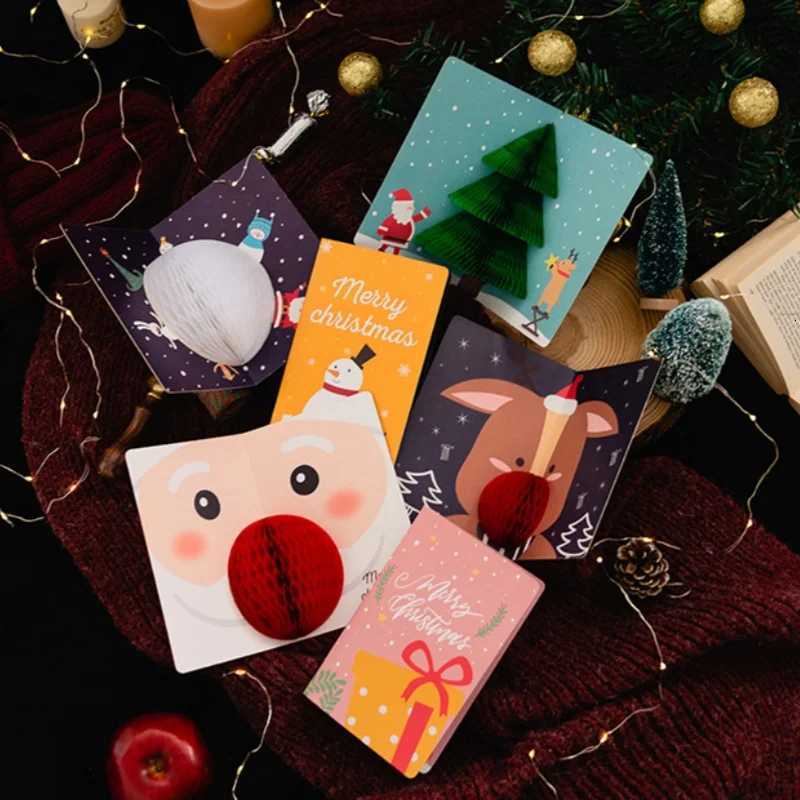 3D Up Christmas Cards with Envelopes Sealing Stickers Honeycb Xmas Cards Cute Merry Christmas Card Holiday Greeting Gift H251210