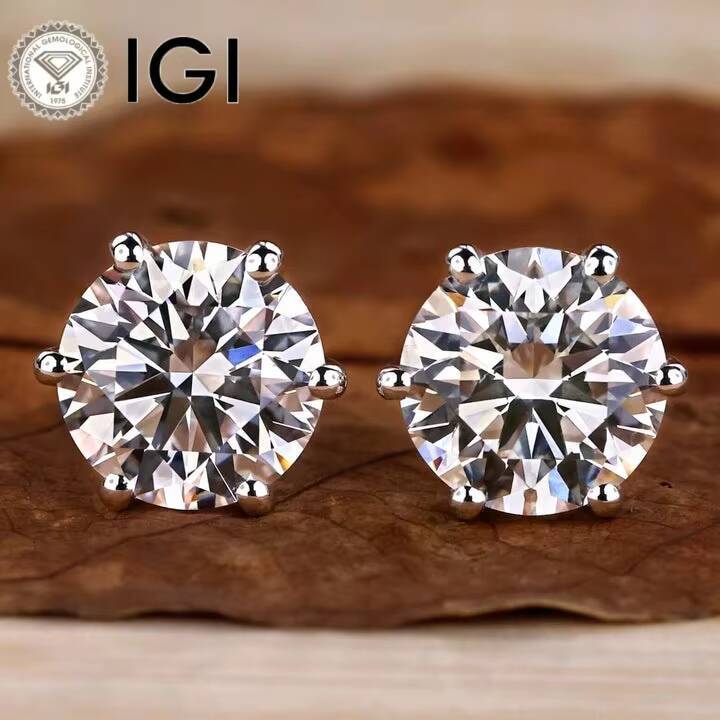 Luxury 14K 18K Gold Studs Earrings GIA IGI Certified Round Princess Brilliant Cut Lab Grown Diamond Earring Fine Jewelry