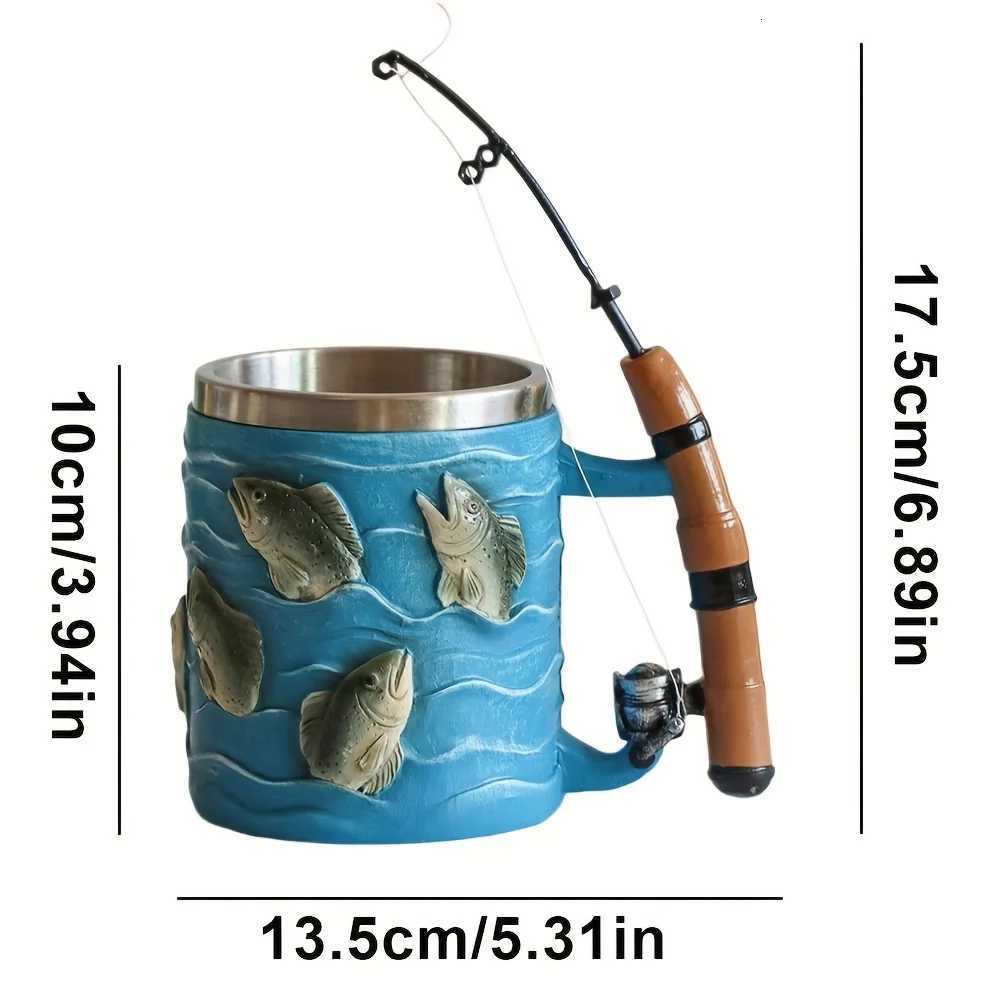 355ml Resin Cup Cold Hot Drinkware Coffee Mug Beverage Container Fishing Theme Design Water Cup for Tea Milk Christmas Gifts C251210
