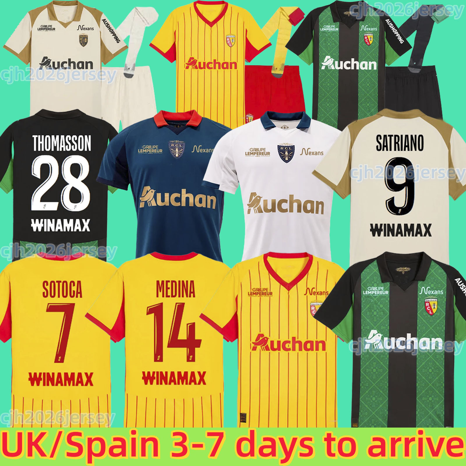 maillot 25 26 RC Lens Thauvin soccer jerseys 2025 2026 Home Away third barbe MEDINA THOMASSON PEREIRA DA COSTA SOTOCA SAID Men's Children's Football Shirt Kit