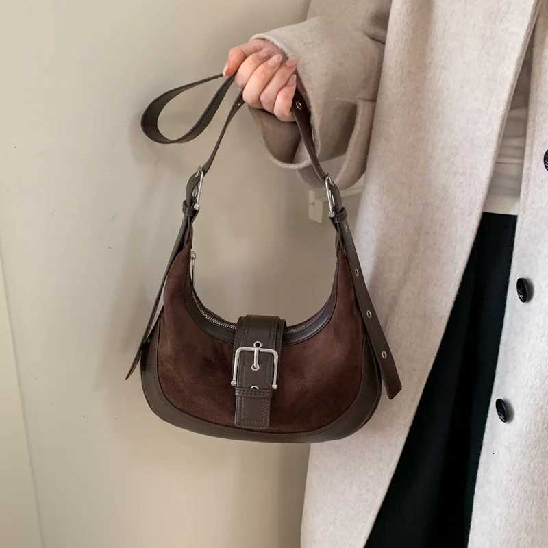 MOODS Belt Buckle Design Crossbody Bags For Wen PU Suede Cmute Underarm Shoder Hobo Bag 2025 New Designer Handbags Luxury Y251209