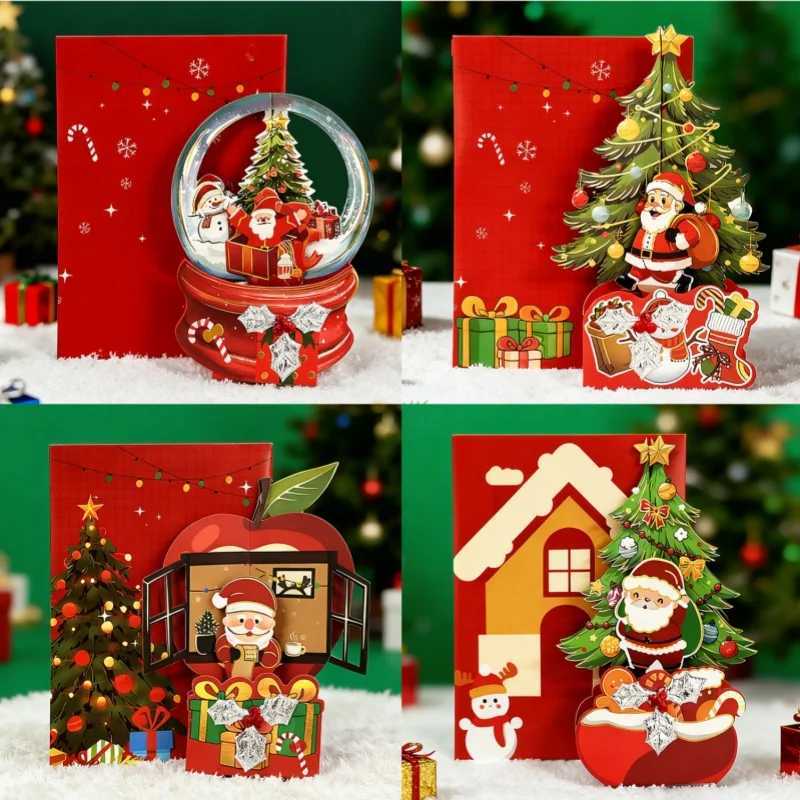 Christmas Card Santa Claus 3D -Up Stand-Up Card Christmas Gift-Giving Greeting Card H251210