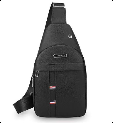Black PU Material Simple Retro Fashion Men Crossbody Bag Sling Bag 250915