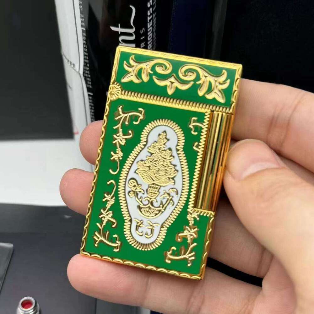 Refillable Brand Pure Copper Luxurious Red Lacquer Loud Ping Sound, Gold Gradient 70Th Limited Lighter Collection High-Quality