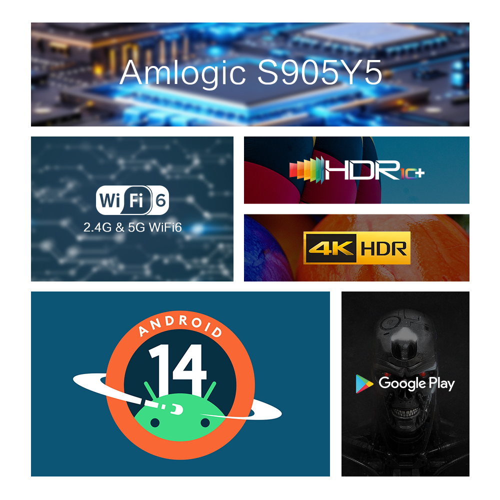 Tanix TX5 TV Box Amlogic S905Y5 Android 14 Smart TV Box 2.4G 5G Wifi6 Support 4K 60fps HDR10 BT Set Top Box Media Player