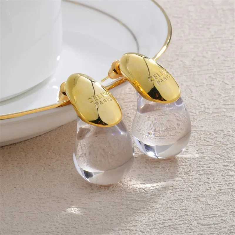 Transparent Water Drop Earrings for Wen Gold Plated Elegant Modern Fashion Design Chunky Earrings Party Wedding Jewelry Gifts Y251210