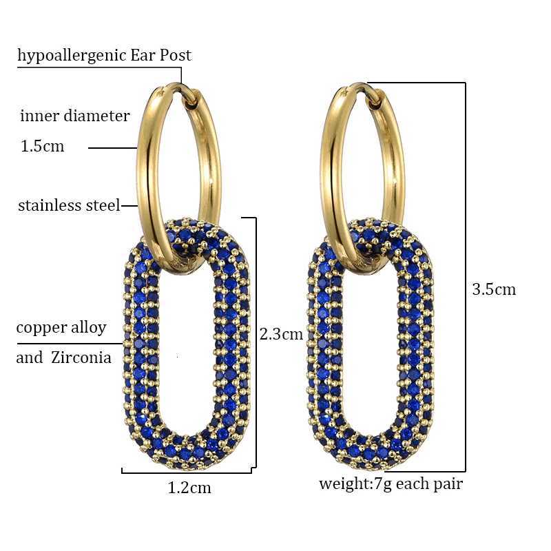 LOVBEAFAS New Gold Color Round Stainless Steel Hoop Earrings Zirconia Copper Oval Rectangle Earrings For Women Ear Clasp JewelryXJ251210 - view 6