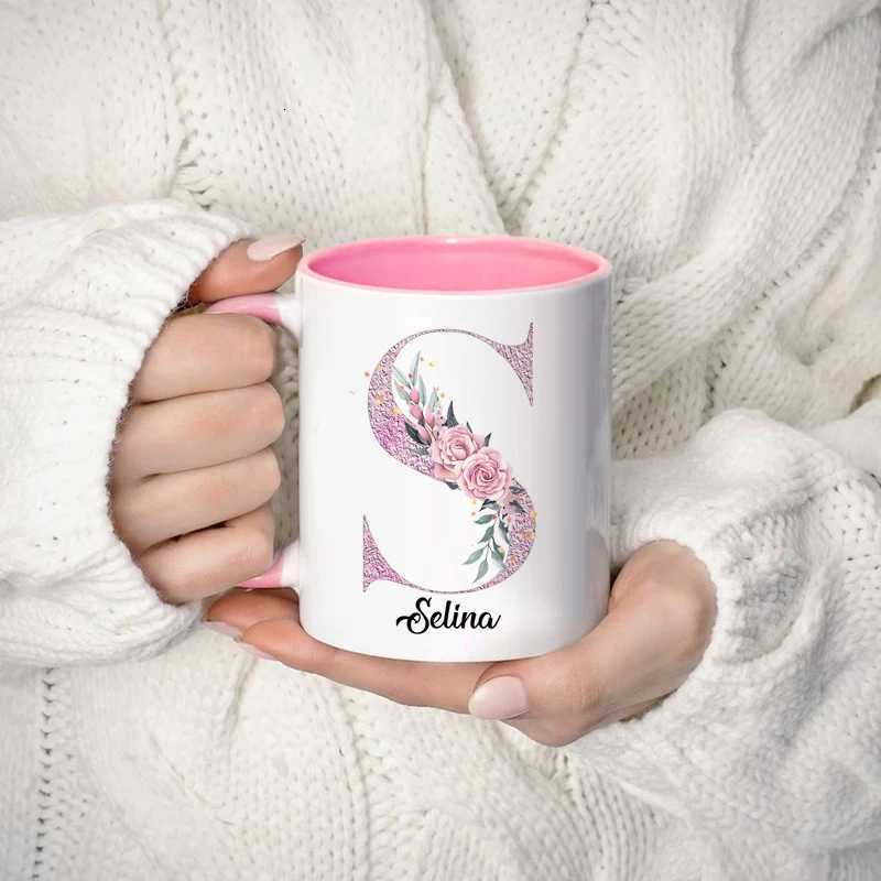 Personzed Floral Coffee Mug with Name Creative Tea Milk Cup Mugs for Water Tea Milk Birthday Mothers Day Gift C251210