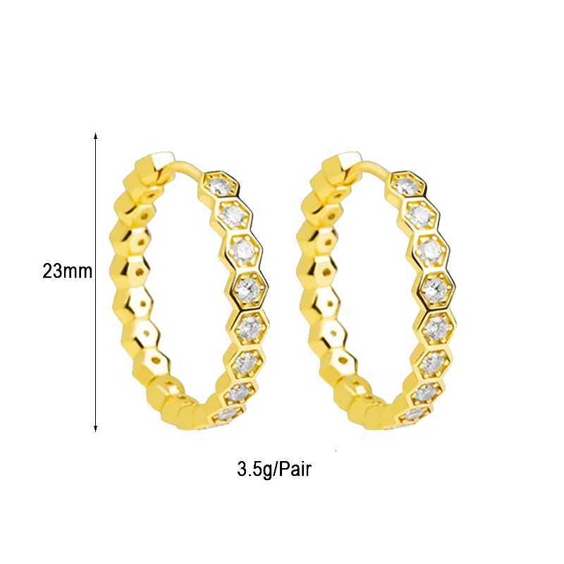 TIANDE Gold Color Geometry Hexagon Hoop Earrings For Women Exquisite Zircon Ear Cuffs Huggies Earrings 2023 Fashion JewelryXJ251210 - view 5
