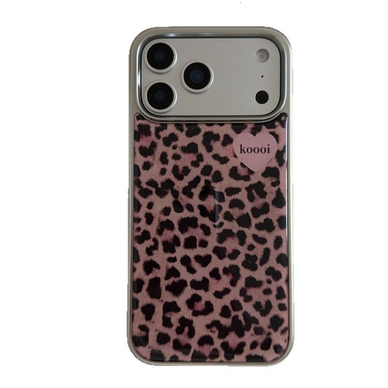 Japanese and Korean Pink Black Panther Pattern Silver Edge Epoxy 16 Compatible with Apple 17 Pro Max Phone Case iPhone 15 High-end Feel 14