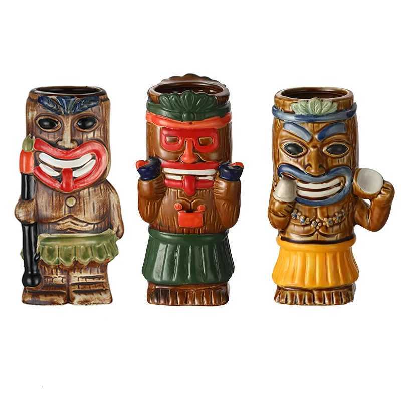 1PCS Tiki Mugs Ceramic Hawaiian Tiki Drinkware Cute Exotic Cocktail Glasses Tiki Bar C251210