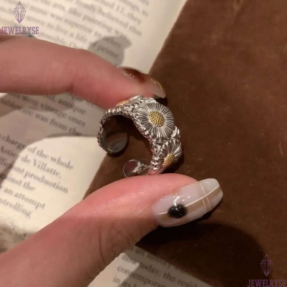 2025 summe new cute daisy designer rings for women luxury italy retro vintage gold silver ring jewelry open size