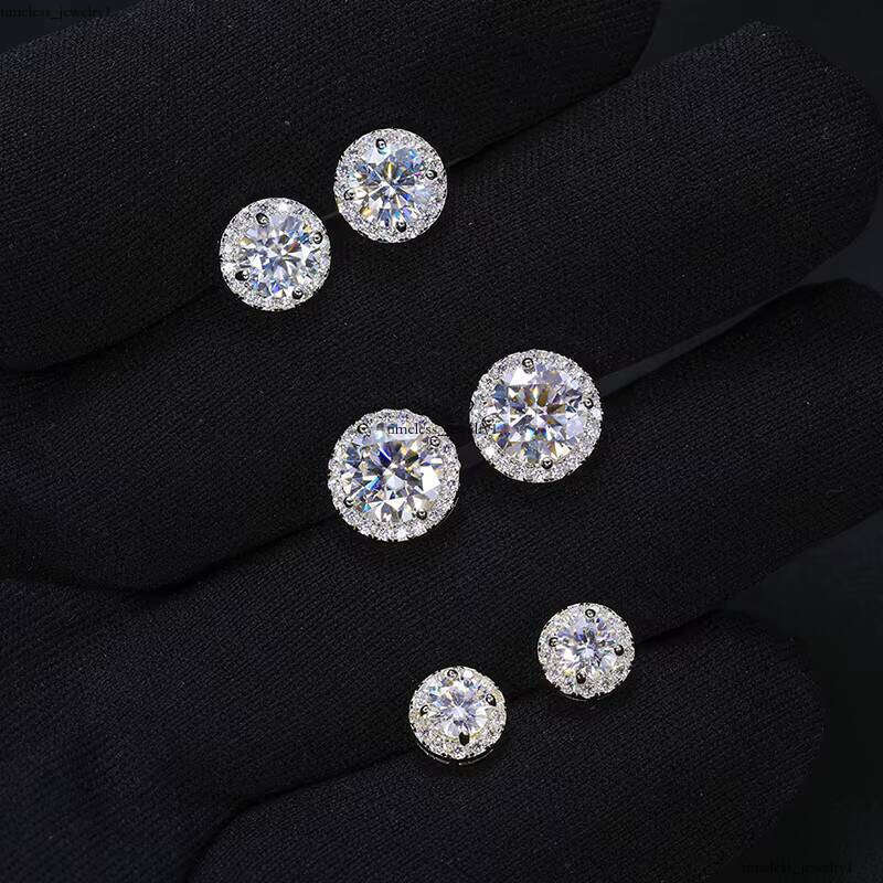 Jewelry Dropshipping Supplier Fashion Gold Plated 925 Sterling Silver Stunning VVS Moissanite VVS Moissanite Halo Men's Stud Earrings