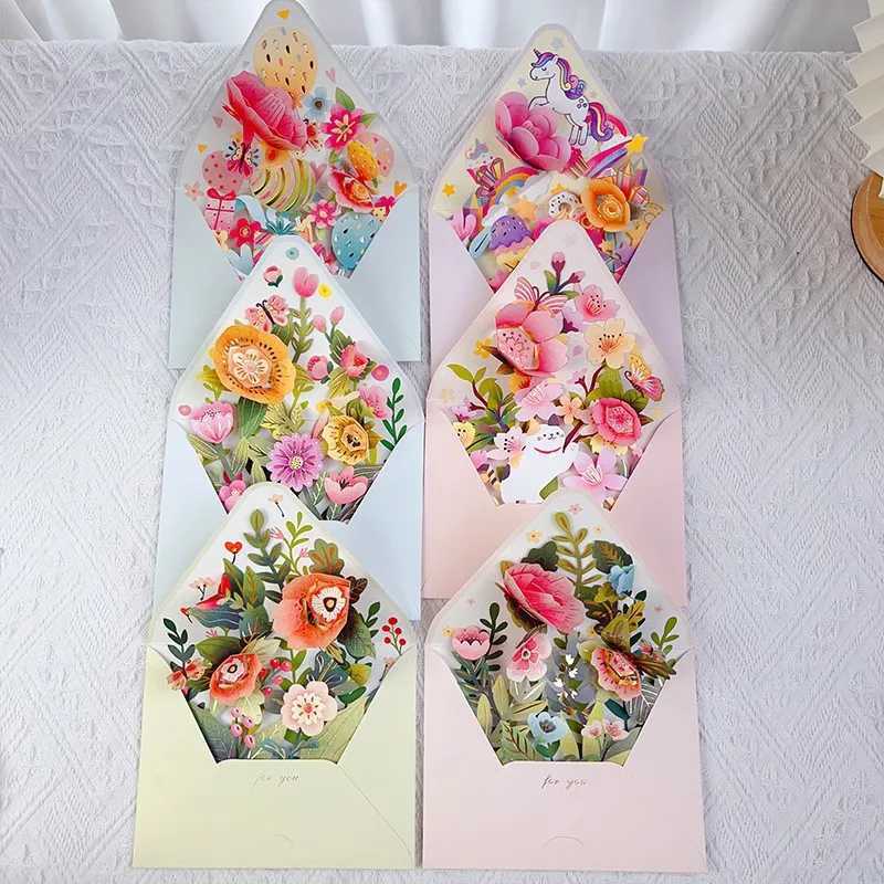 -up style surprise flower greeting cards suitable for festivals Vntines Day anniversary blessing creativity 3D card tha H251210