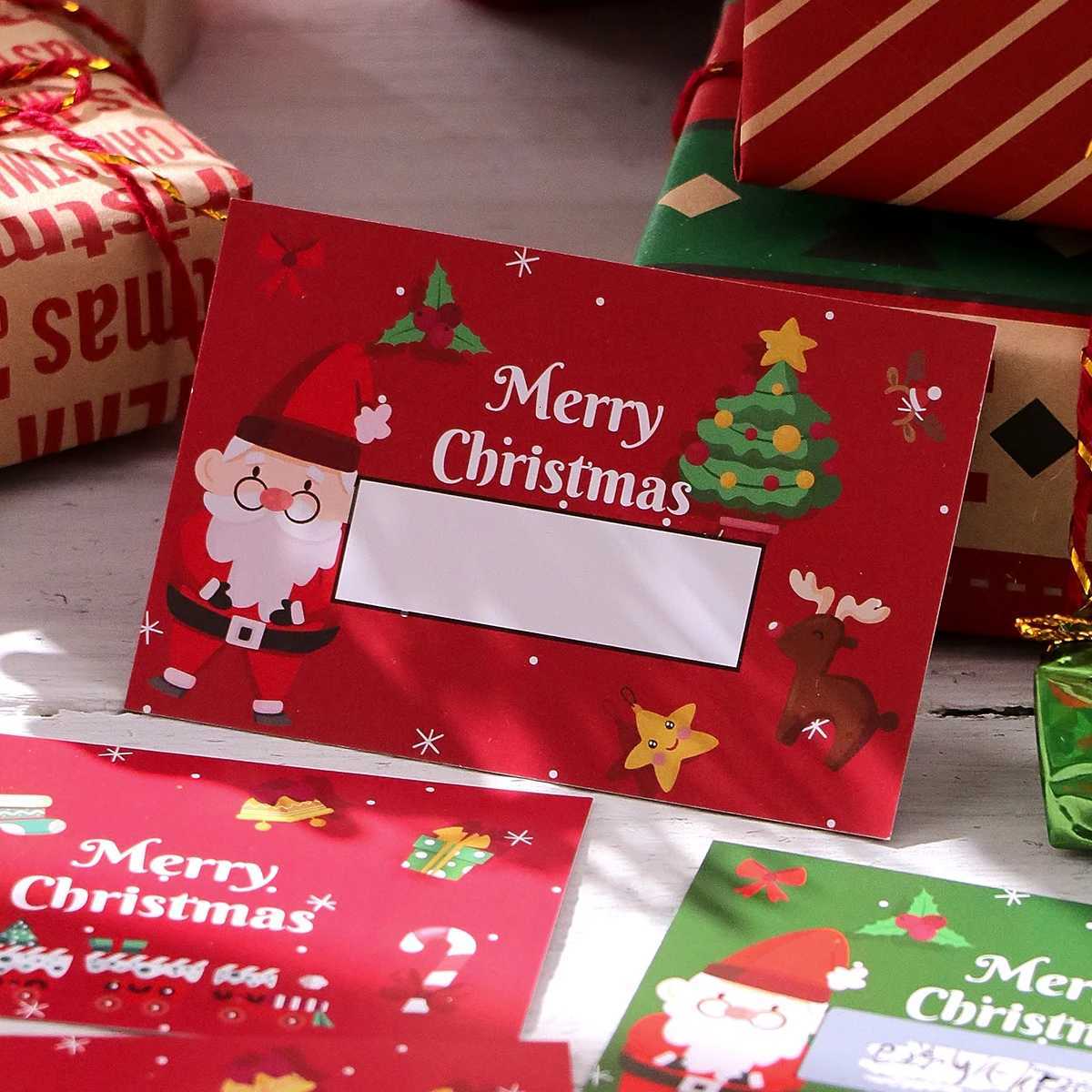 10Pcs Christmas Scratch Cards with Santa Claus and Christmas Tree Pattern - DIY Holiday Gift Vous Party Game Pri H251210