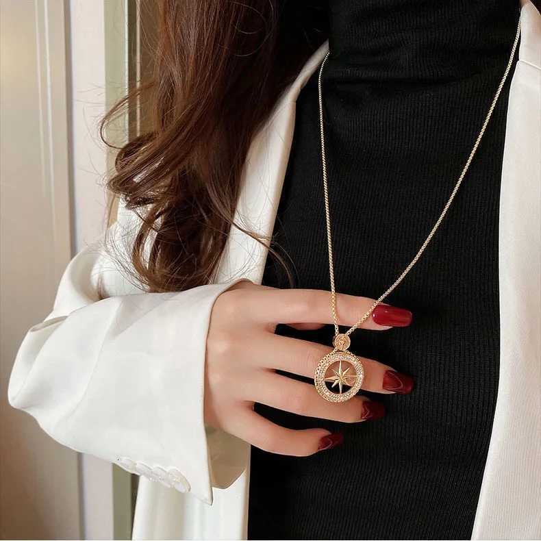Wans Eight-pointed Star Pendant Long Necklace for Wan Gift Fashion Gold Color Sweater Chain Jewelry Y251210