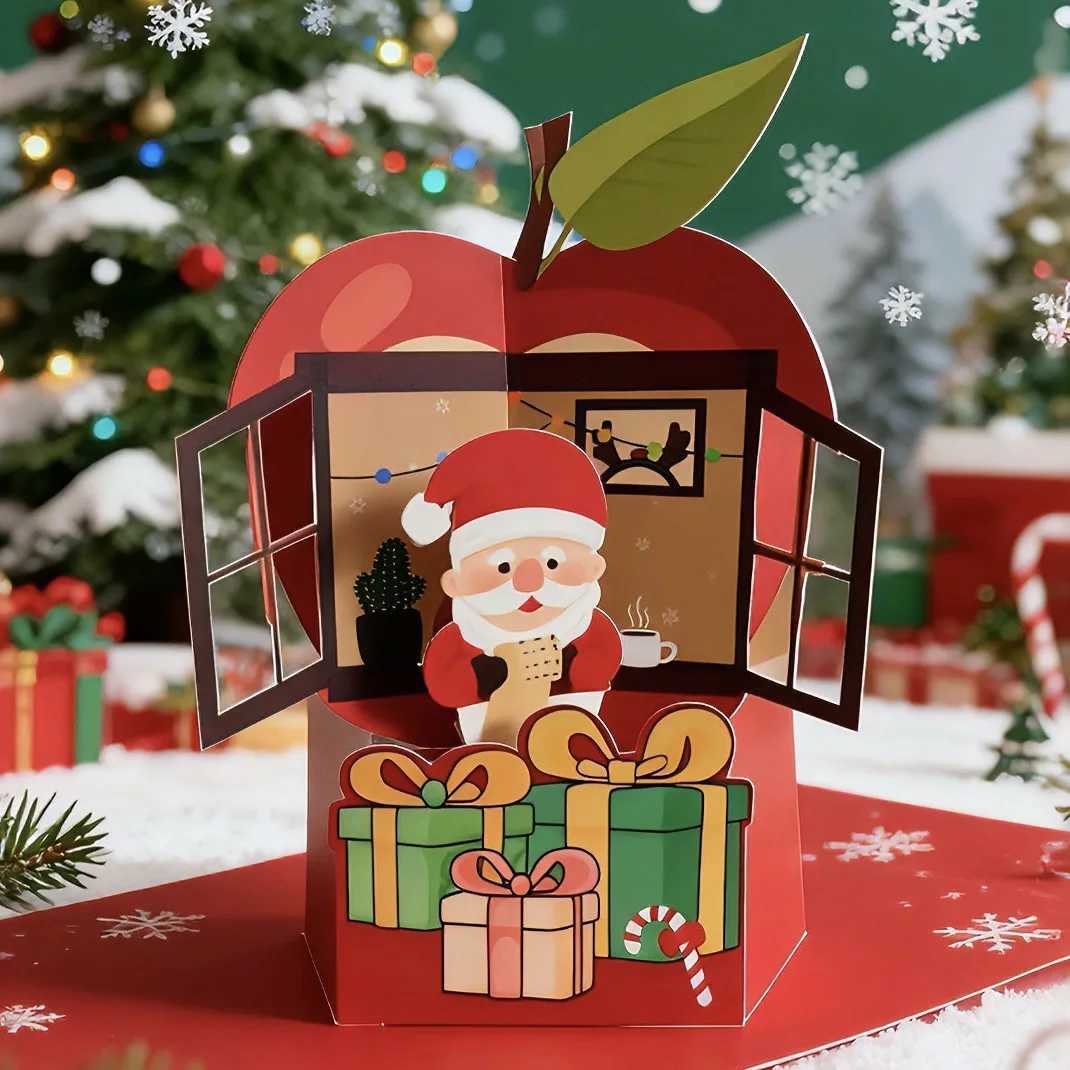Christmas Card Santa Claus 3D -Up Stand-Up Card Christmas Gift-Giving Greeting Card H251210