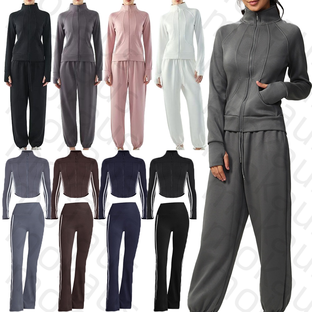 Top Sweater Yoga Outfit Suits Autumn Winter Polo Neck Knitted Woollover Wide Leg Pants Women Clothes Gym Set Jogger Suit Gym Tracksuit Fitness Tight Fitting Clothing