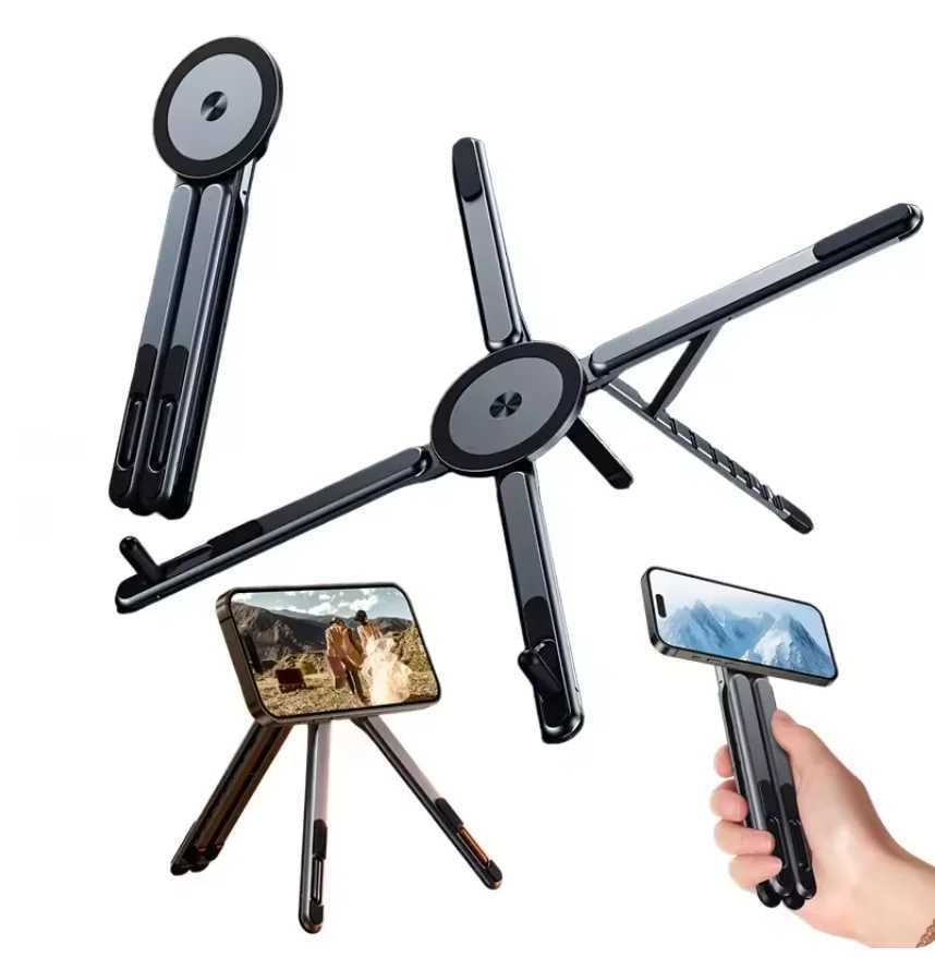 Mtifunctional Magnetic Phone Holder Handheld Selfle Stick Foldable Tripod Portable Desk Stand for iPhone ipad Tablet Laptop C251210