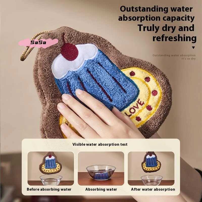 Absorbent Kitchen Hand Towel Thickened Wall Hanging Bathroom Hand Towel Multi-Purpose Cleaning Cloth for Kitchen C251210