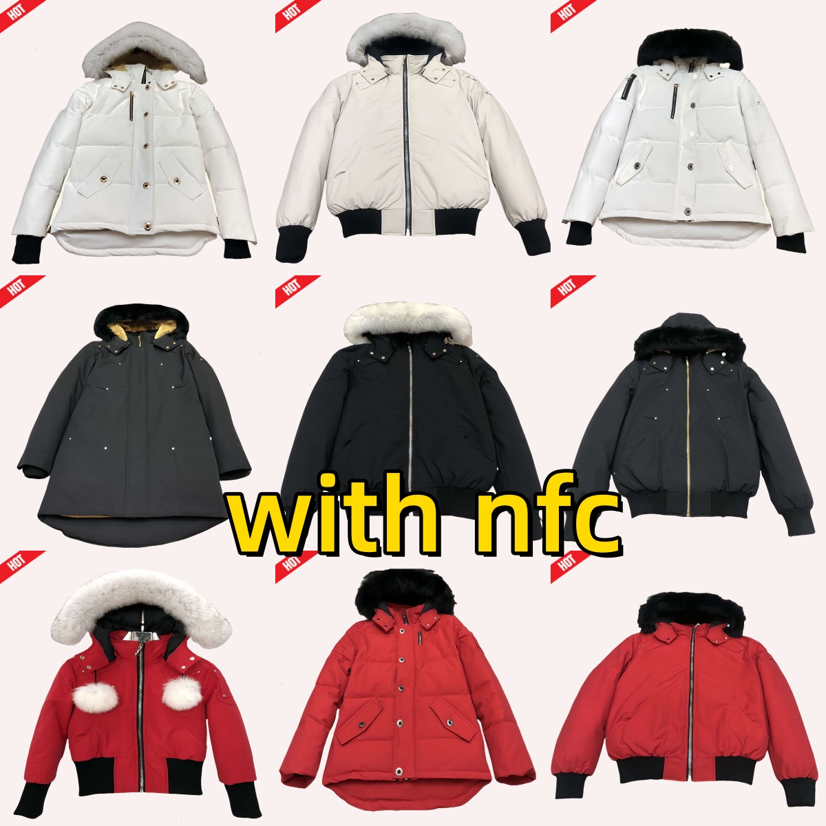with nfc 98.6% Moose Casual Positive Feedback Down Designer Puffer Jacket Winter Jacket Outdoor Casual Windproof Women Men's Moose New Knukles Coat Waterproof B0b