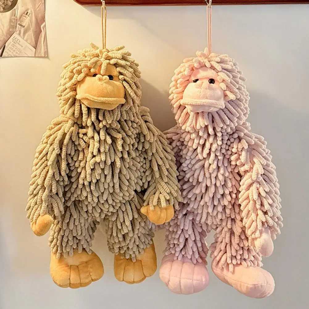 Gorilla Doll Hand Towel Chenille Fuzzy Animal Decorative Towel Cute Gorilla Towel with Hanging Loop for Kitchen Bathroom C251210