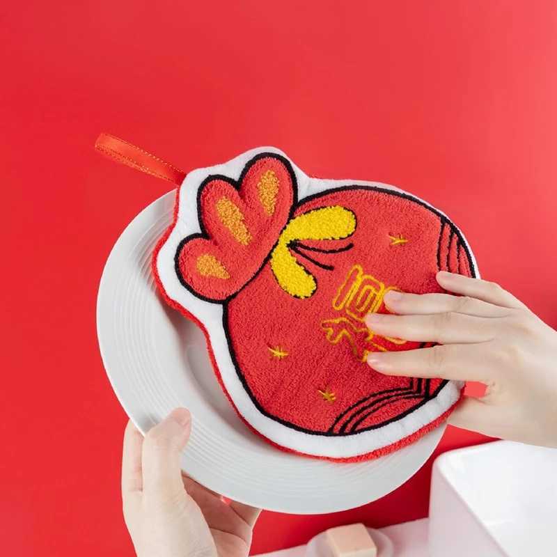 Chinese New Year 2026 Hand Towel Cartoon Absorbent Towels Chinese Spring Festival Quick Drying Towels Cute Lucky Hanging Cloth C251210