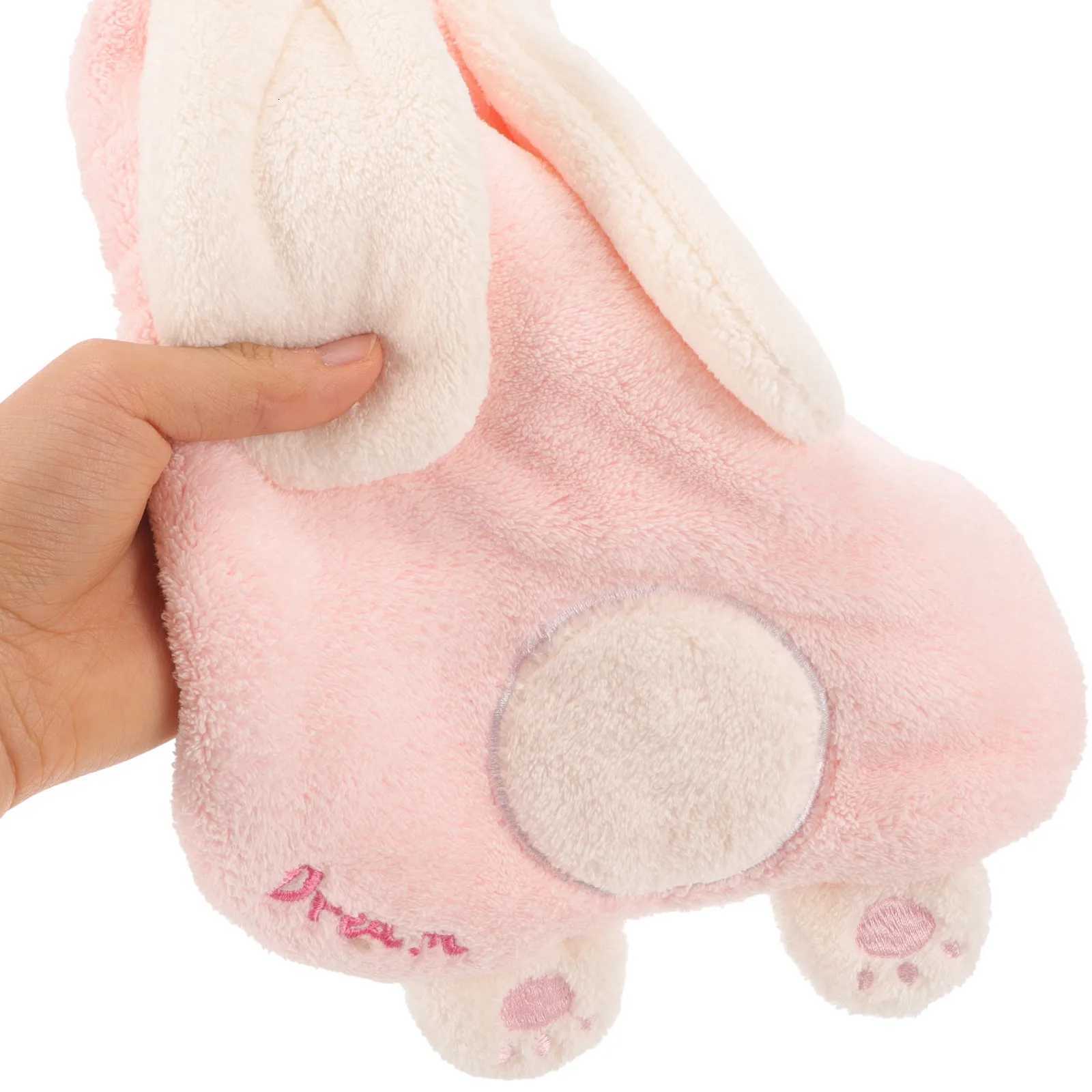 Adorable Bunny Hand Towel Coral Fleece High Absorbency Soft Comfortable Hanging Lanyard Cute Bathroom Kitchen Travel Use C251210
