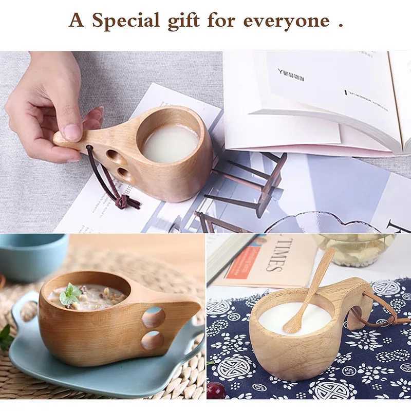 Wooden Cup Camping Cup Nordic Style Handmade Natural Portable Wood Mug Drinking Cup for Coffee Tea and Milk C251210