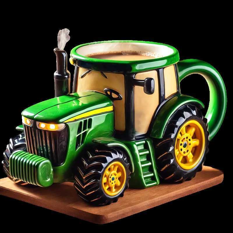Vintage Green Tractor Farm Equipment Themed Mugs Retro Agriculture Design Coffee Mug for Farmers And Agriculture Lovers C251210