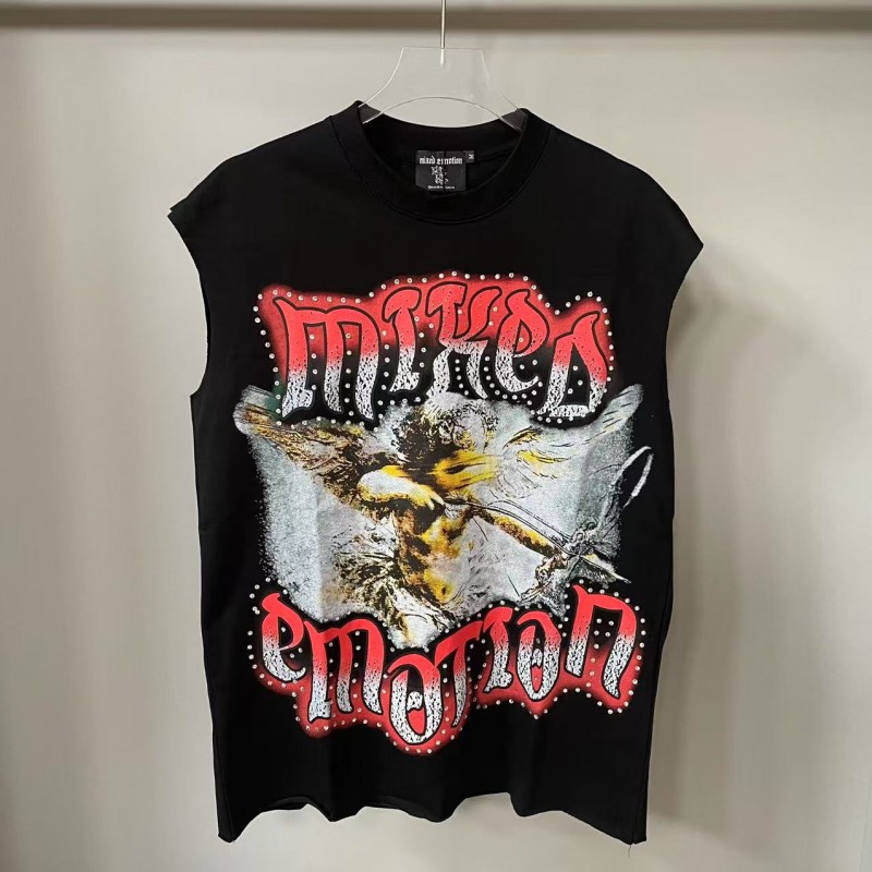 American trendy hot diamond and printed short-sleeved men's streetwear is loose and suitable for both men and women