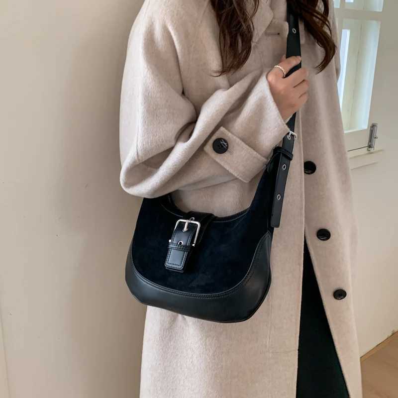 MOODS Belt Buckle Design Crossbody Bags For Wen PU Suede Cmute Underarm Shoder Hobo Bag 2025 New Designer Handbags Luxury Y251209