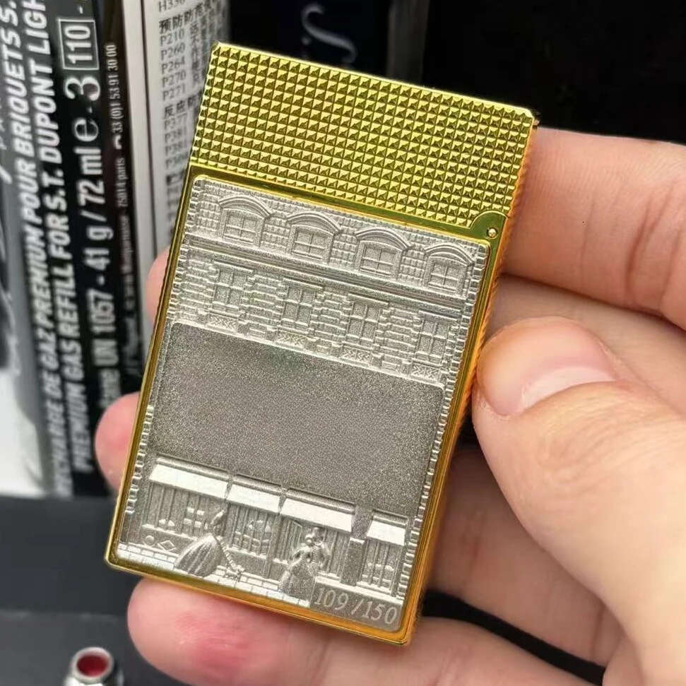 Refillable Brand Pure Copper Luxurious Red Lacquer Loud Ping Sound, Gold Gradient 70Th Limited Lighter Collection High-Quality