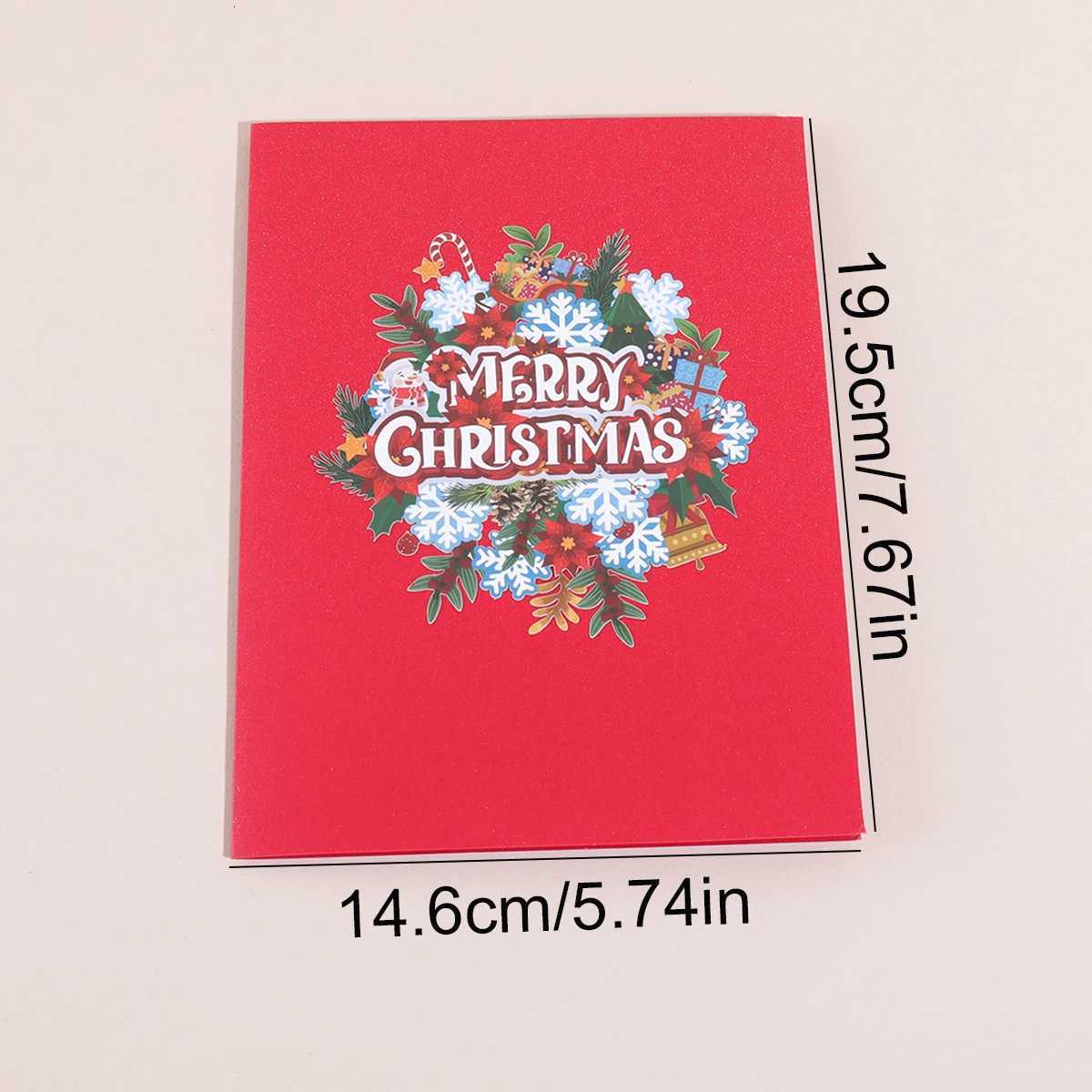 1PC Christmas snowflake floral pattern 3D -up greeting card holiday blessing thank you card includes envelope H251210