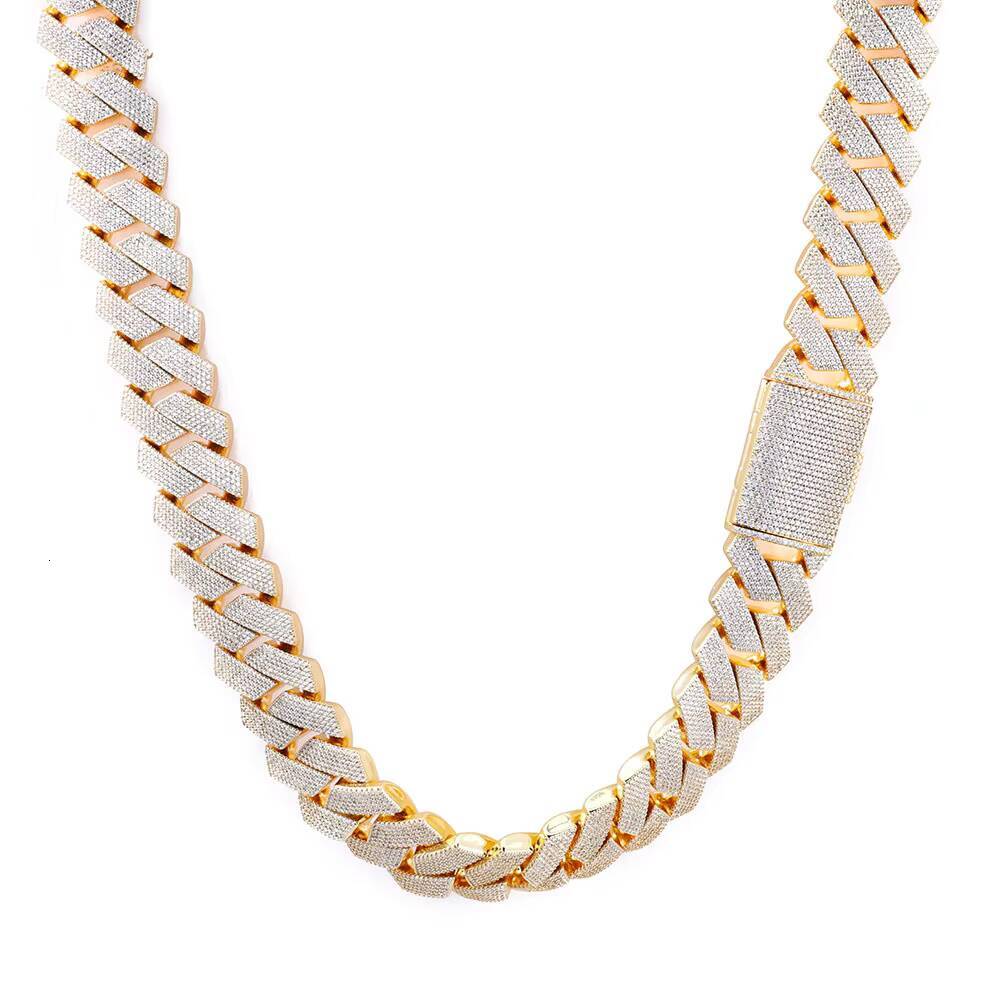 European American High-End S925 Silver Moissanite Diamond Necklace Mens Hip-hop Style Cross-Border Cuban Chain Accessories